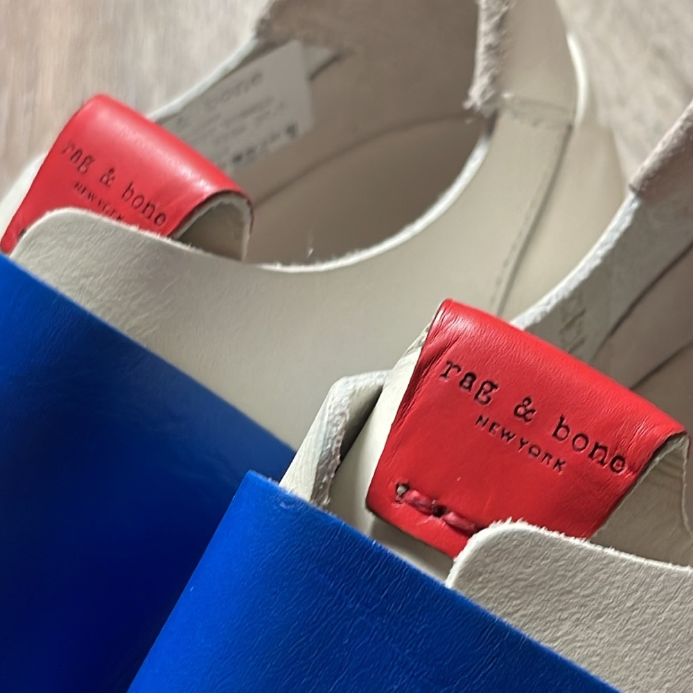 Rag & Bone Dylan Women’s Leather Elastic Runner in White & Blue Size 8.5 - Picture 8 of 14